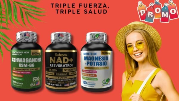 Combo NAD + Resveratrol * Ashwagandha KSM-66 * Citrato de Magnesio y Potasio